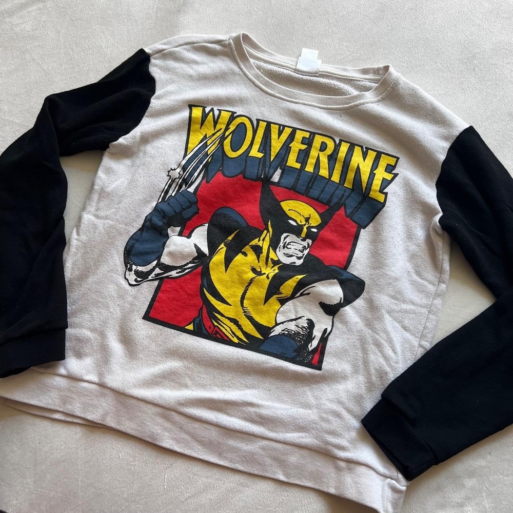 Marvel Wolverine Long Sleeve Pullover Sweatshirt Shirt Black Sleeves Comics